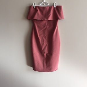 Elizabeth & James off the shoulder pink dress